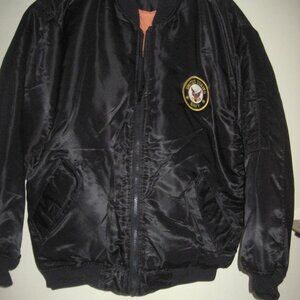 JON LAUREN~Mens Size M~US Navy Jacket-Black Windbreak Rainproof-Full Zip Up